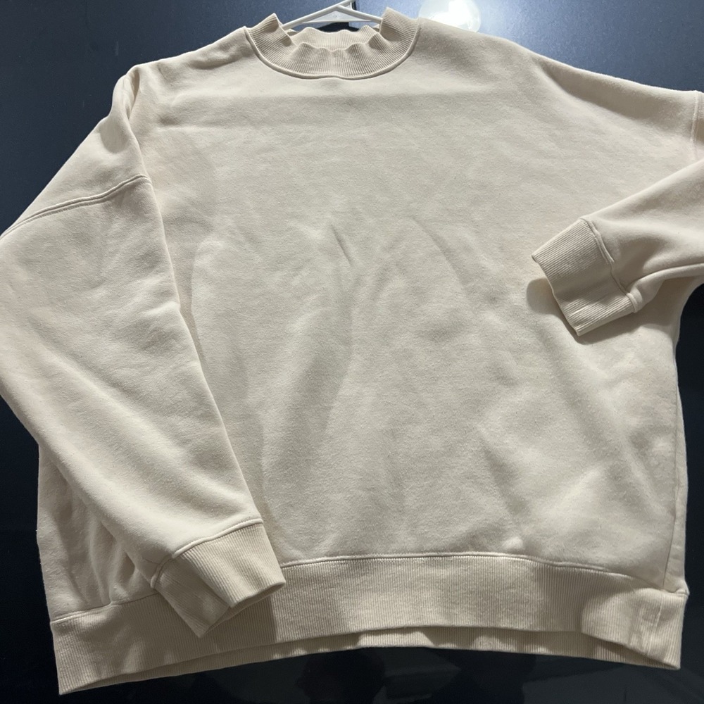 Mod Ref Sweatshirt Women's Sz Large‎ Cream Cuffed Soft Cotton/Poly Blend